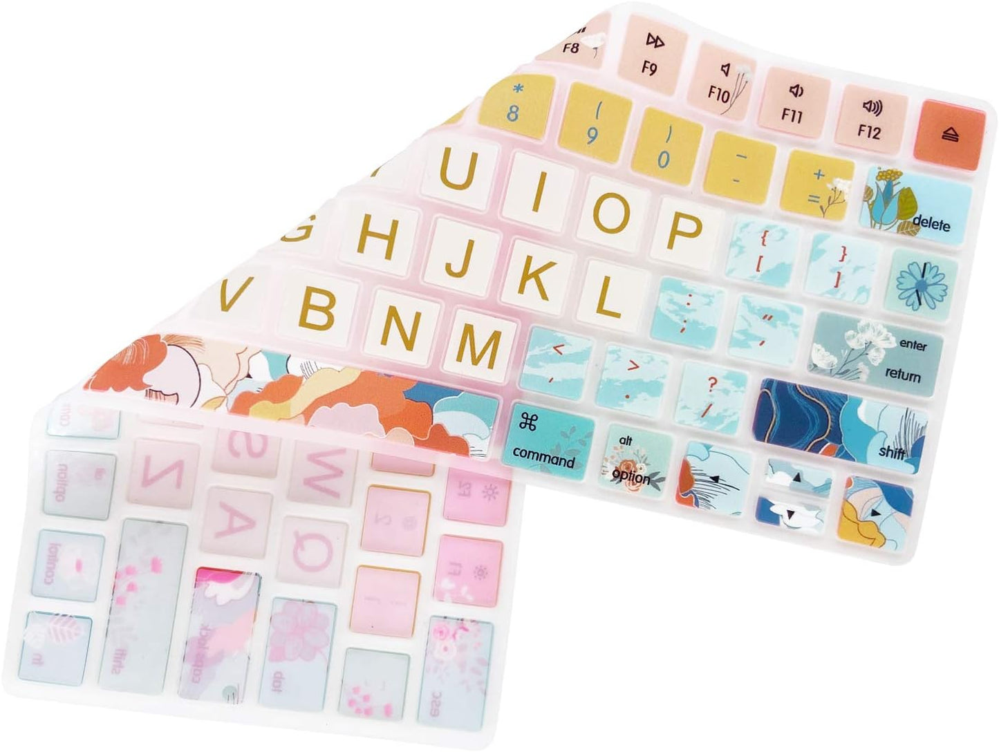 Gradient Illustration Keyboard Cover – Colorful Silicone Protective Skin, Waterproof & Washable