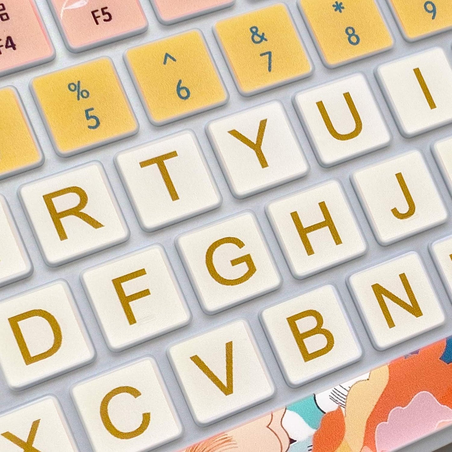 Gradient Illustration Keyboard Cover – Colorful Silicone Protective Skin, Waterproof & Washable