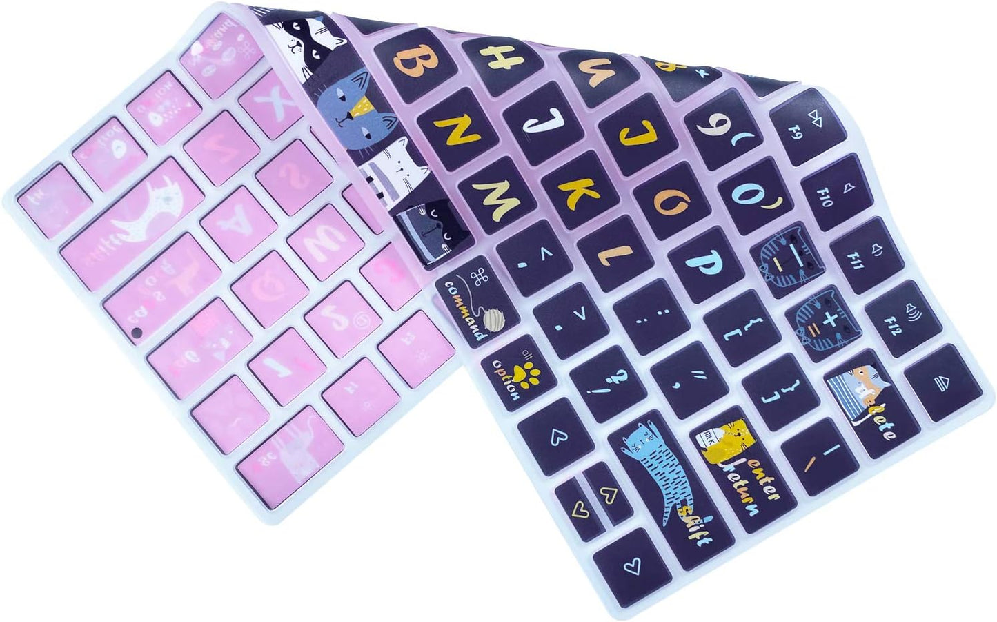 Dark Blue Cat & Night Sky Keyboard Cover – Silicone Protective Film, Waterproof & Dustproof, Washable & Reusable