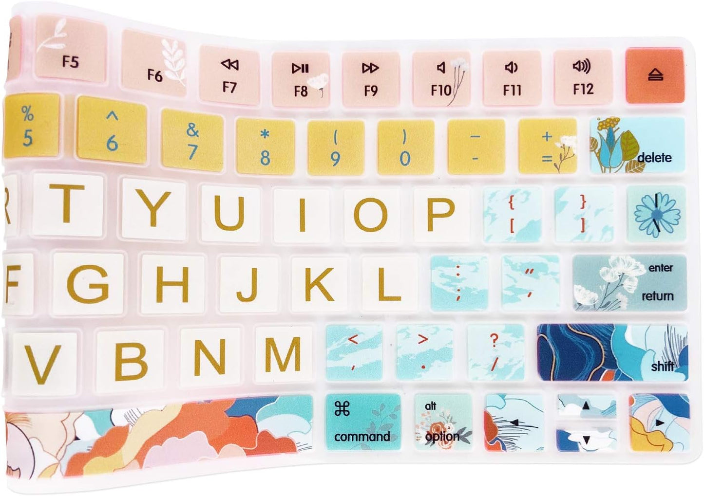 Gradient Illustration Keyboard Cover – Colorful Silicone Protective Skin, Waterproof & Washable