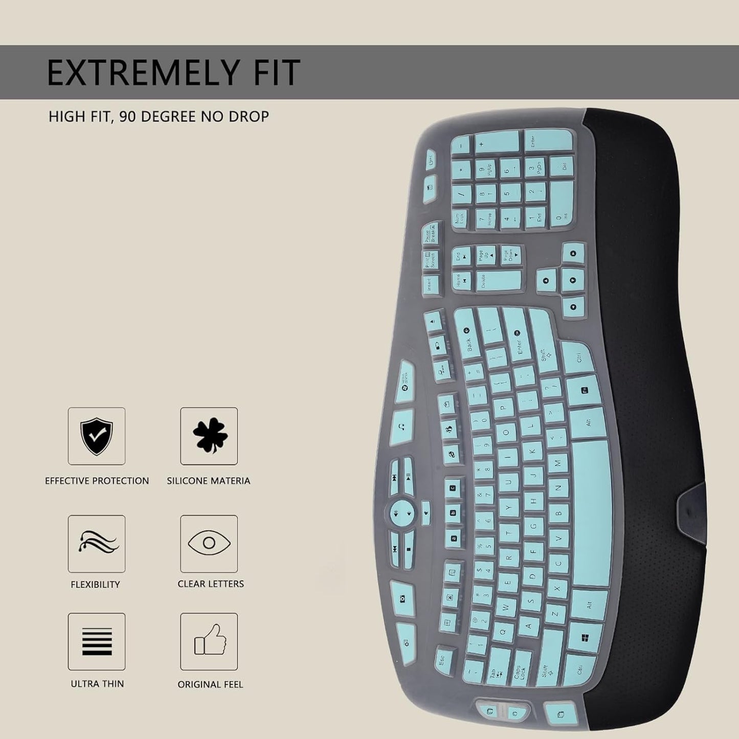 Ergonomic Keyboard Silicone Cover | Full Protection, Comfortable Typing, Washable & Durable
