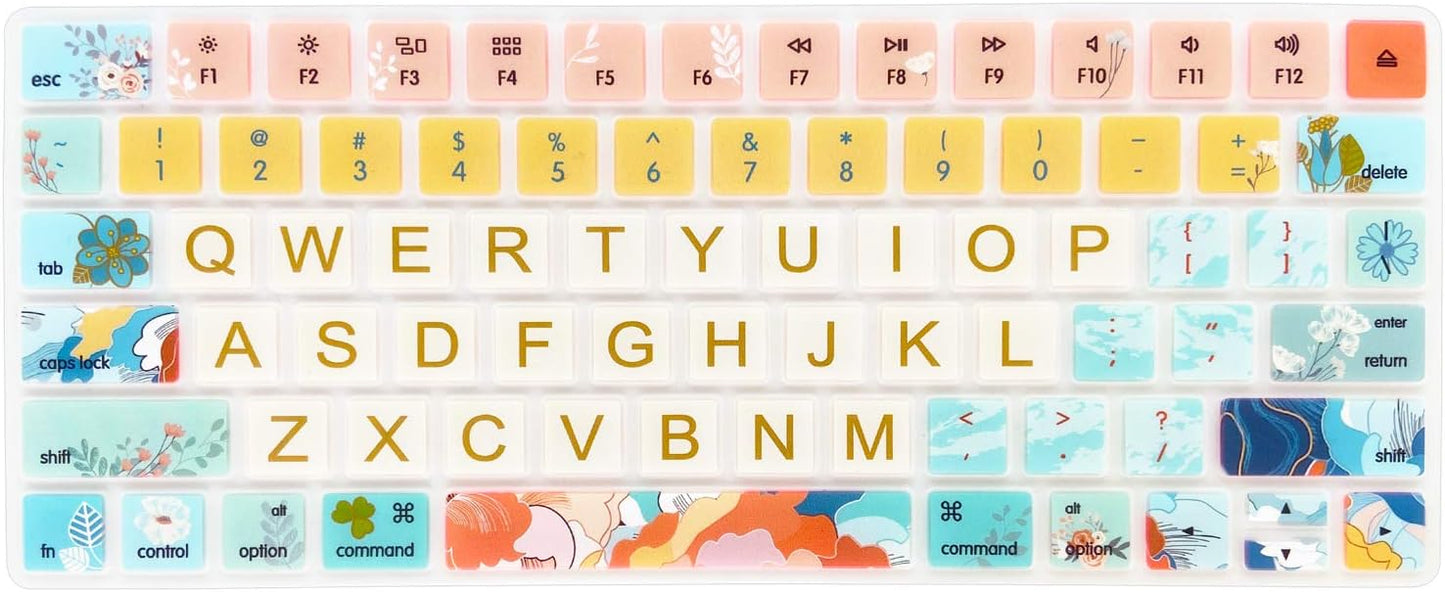 Gradient Illustration Keyboard Cover – Colorful Silicone Protective Skin, Waterproof & Washable