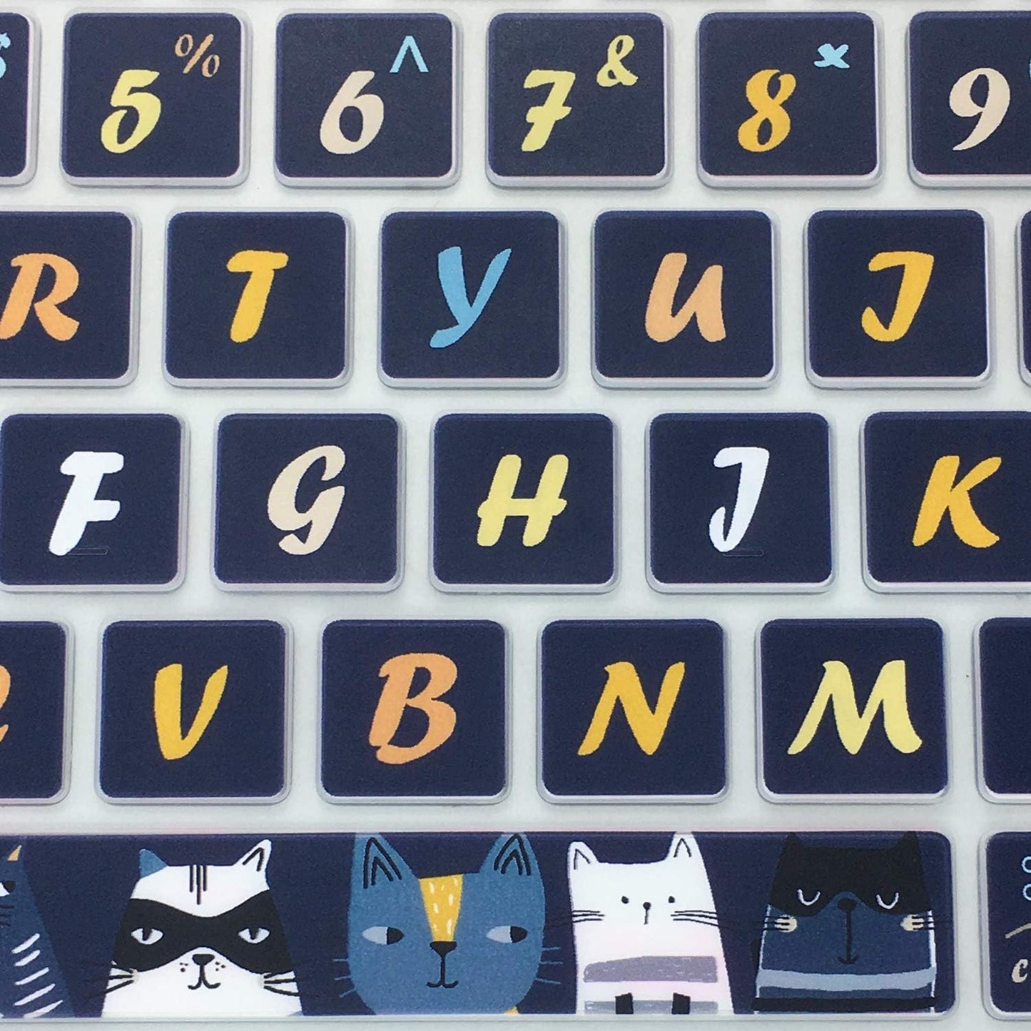Dark Blue Cat & Night Sky Keyboard Cover – Silicone Protective Film, Waterproof & Dustproof, Washable & Reusable