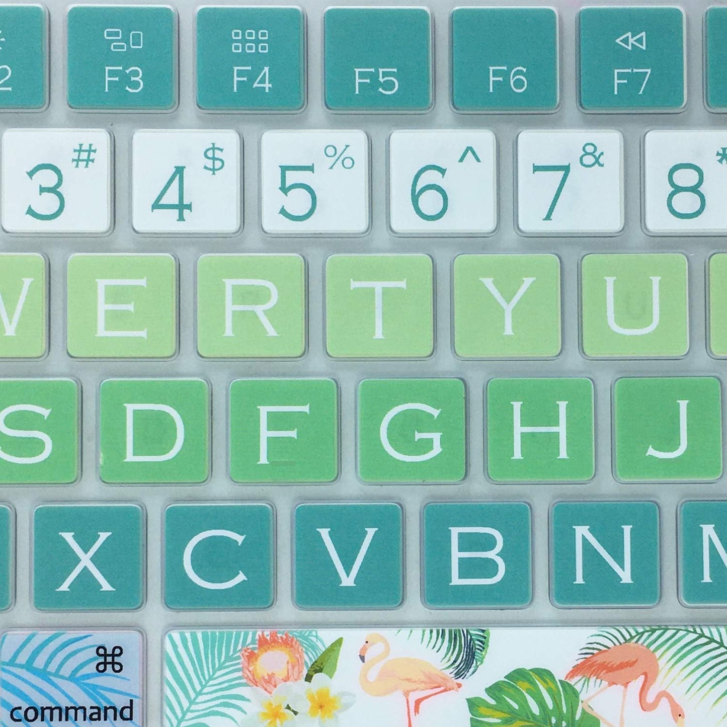 Green Gradient Tropical Style Keyboard Cover – Silicone Protective Film with Floral & Nature Print, Waterproof & Dustproof, Washable