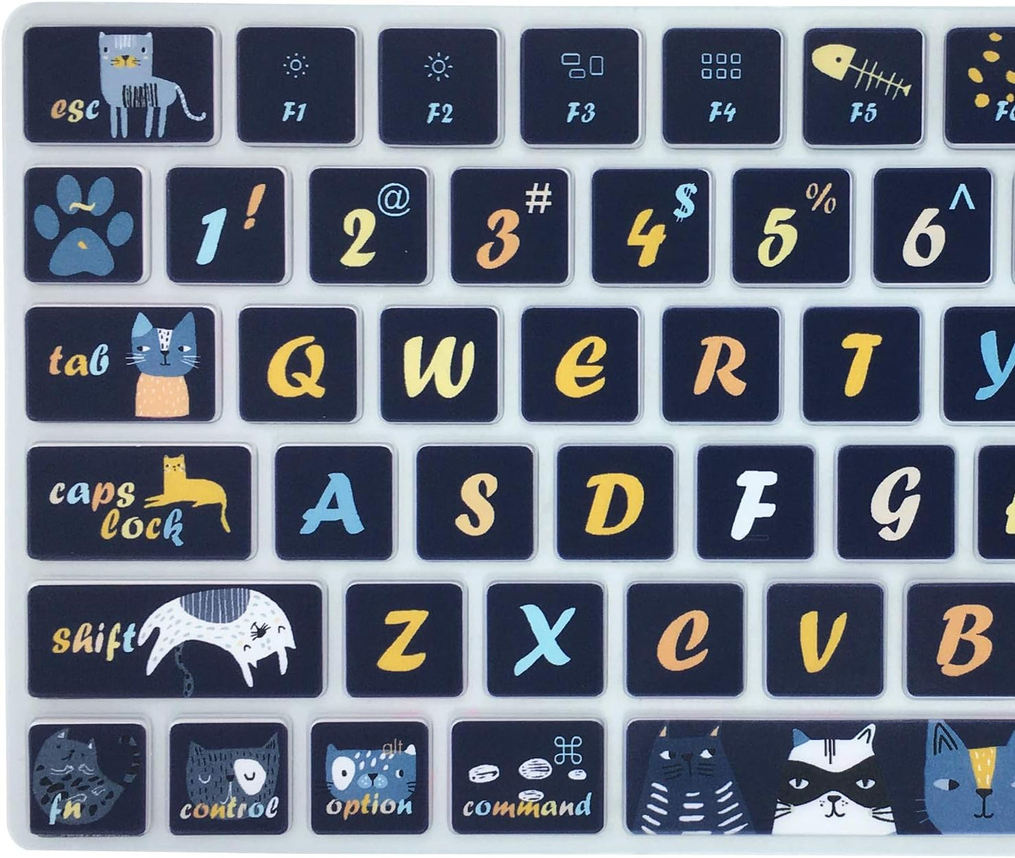 Dark Blue Cat & Night Sky Keyboard Cover – Silicone Protective Film, Waterproof & Dustproof, Washable & Reusable