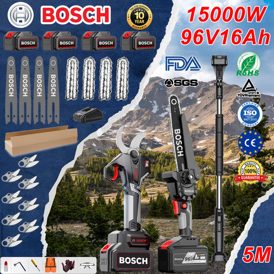 15000W Brushless Li-ion Cordless Saw + Pruning Shears + Telescopic Pole