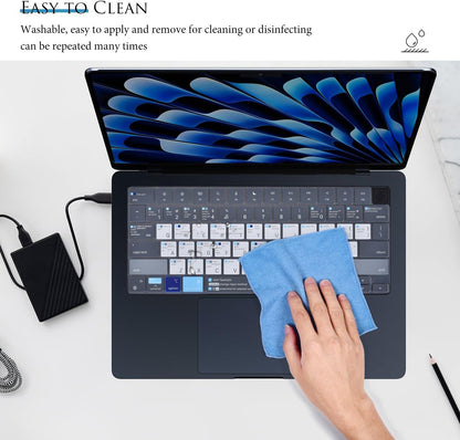 Business Style Blue & White Keyboard Cover | Dustproof, Waterproof, Ultra-Thin & Silent Typing