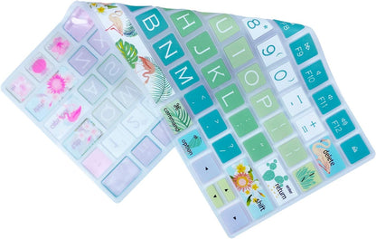 Green Gradient Tropical Style Keyboard Cover – Silicone Protective Film with Floral & Nature Print, Waterproof & Dustproof, Washable