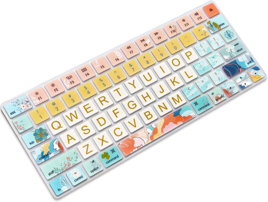 Gradient Illustration Keyboard Cover – Colorful Silicone Protective Skin, Waterproof & Washable