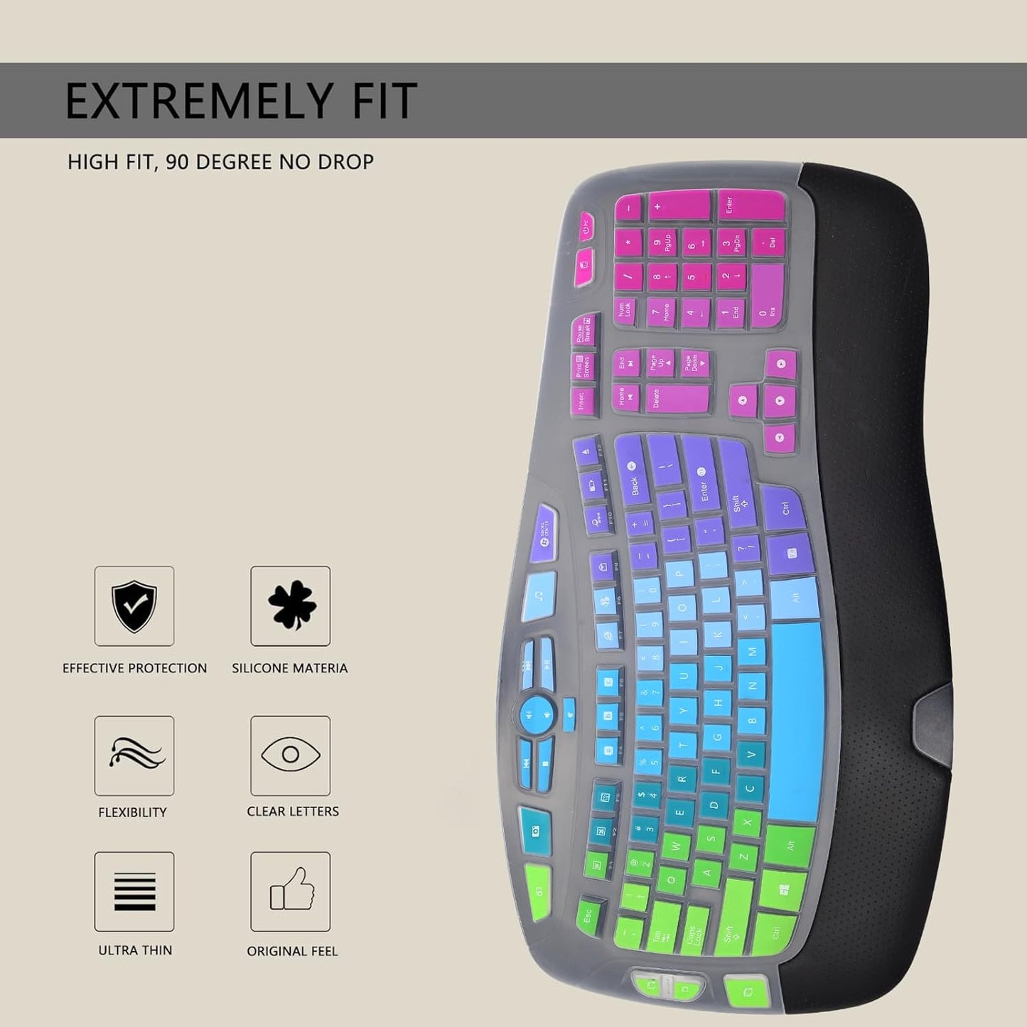 Ergonomic Keyboard Gradient Silicone Cover | Colorful Protection, Comfortable Typing, Washable & Durable