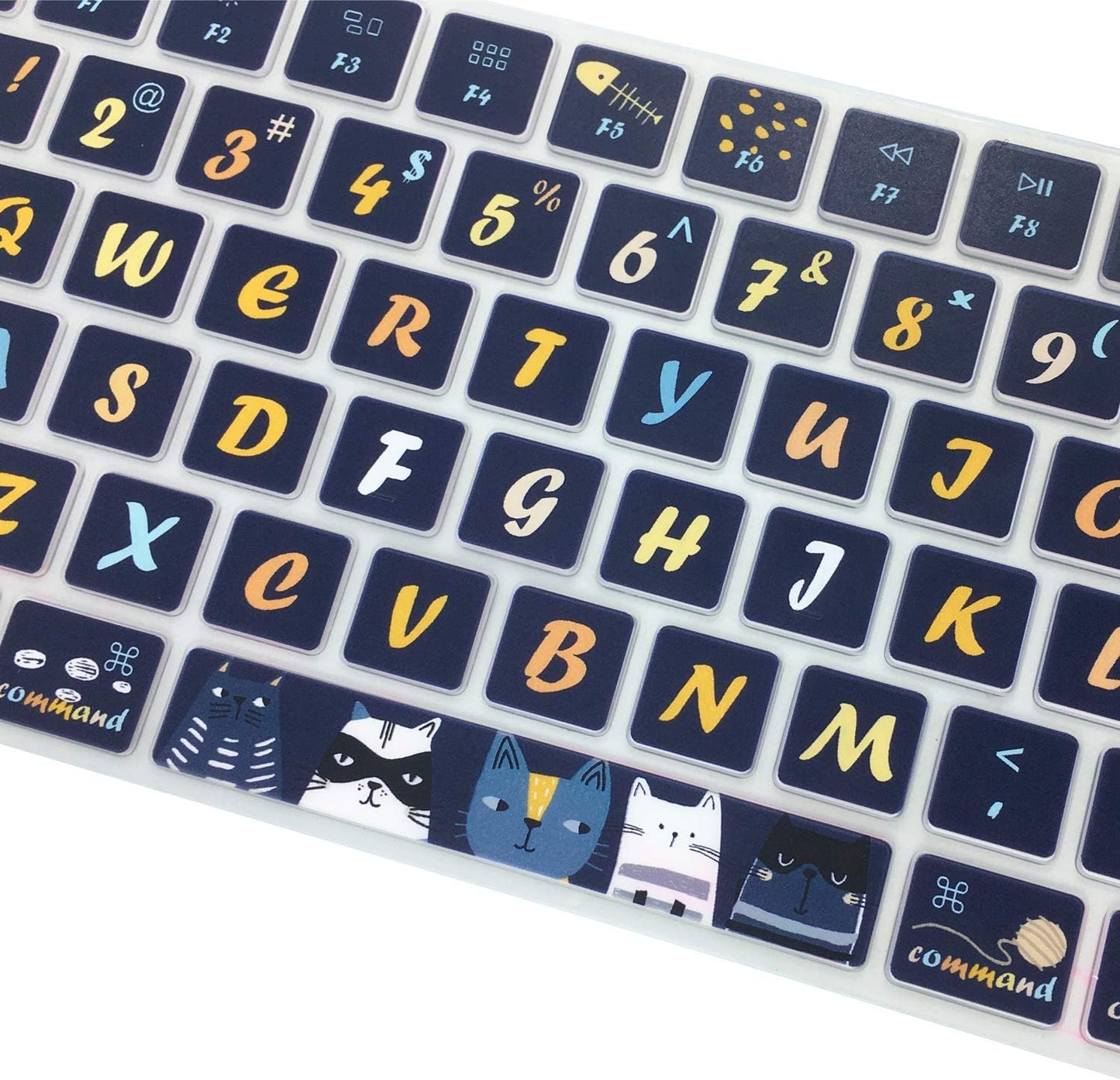Dark Blue Cat & Night Sky Keyboard Cover – Silicone Protective Film, Waterproof & Dustproof, Washable & Reusable